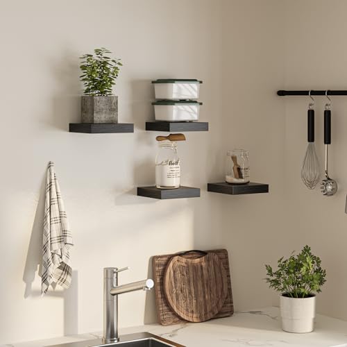 Square Floating Shelves for Wall (4 Count)