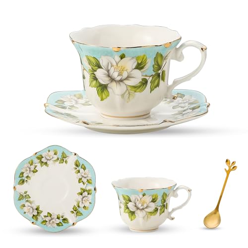 Country Roses Bone China Tea Cup and Saucer Set (3 Count)