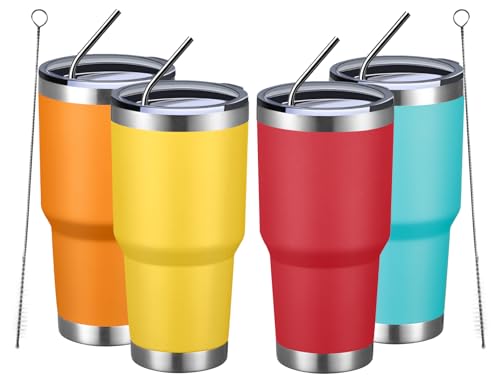 30oz Insulated Tumbler With Lids and Straws (4 Count)