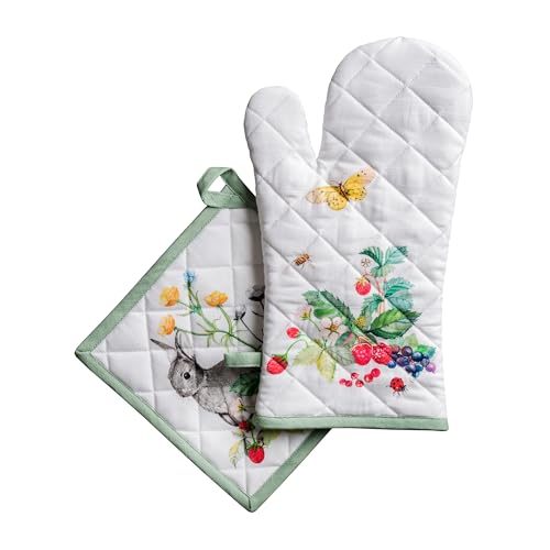 100% Cotton Oven Mitt & Pot Holder Set