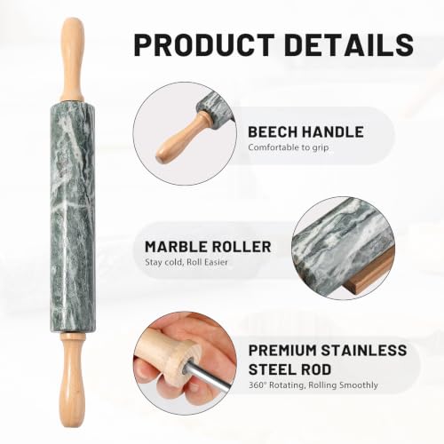 Natural Green Marble Rolling Pin