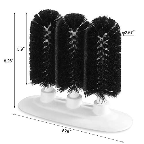 Triple Brush Bar Glass Washer with 3 Brushes and Suction Base