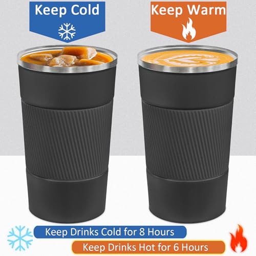 4 Pack Insulated Coffee Mug with Lid 17oz Travel Coffee Tumbler Stainless Steel Reusable Coffee Cups Thermal Coffee Mug for Hot and Iced Cold Drinks (4 Count)