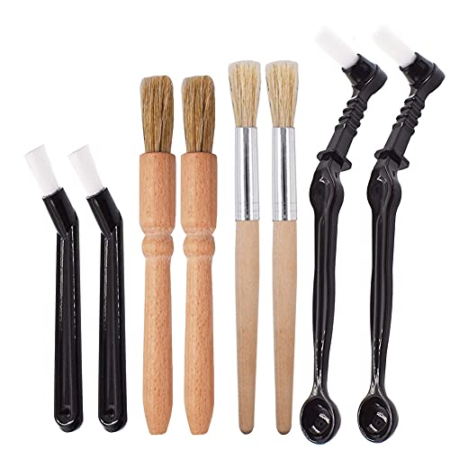 8 Pieces Coffee Brush Set Professional Espresso Brush Kit Include Wooden Coffee Grinder Machine Cleaning Brush and Nylon Espresso Brush for Coffee Machine Group Head