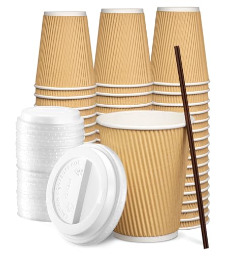12 oz. 100 Count Insulated Kraft Ripple Paper Hot Cups