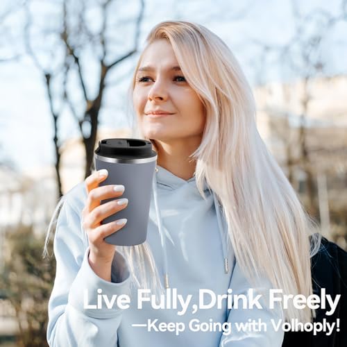 12 oz Double Wall Insulated Vacuum Travel Coffee Mug with Flip Lid Bulk 8 Pack (8 Count)