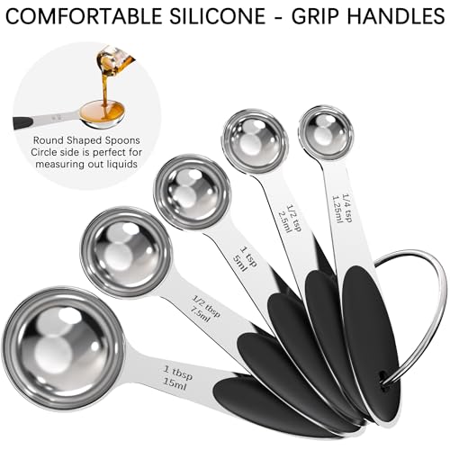 Stainless Steel Measuring Cups and Spoons Set with Silicone Handle