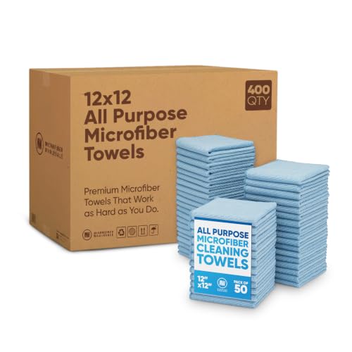 Bulk 12” X 12” All Purpose Microfiber Towels Wholesale (400 Count)