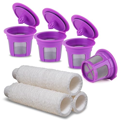 4 Pack Reusable K Cup Filters with 100 Count Coffee Filters Paper (104 Count)