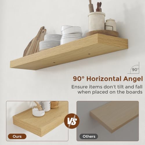 40 Inch Floating Shelves for Wall 8 Inch Deep Oak Shelves Set of 2