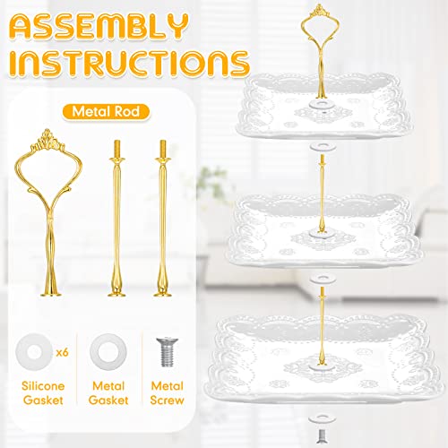 2 Pcs 3 Tier Porcelain Cupcake Stand (6 Count)