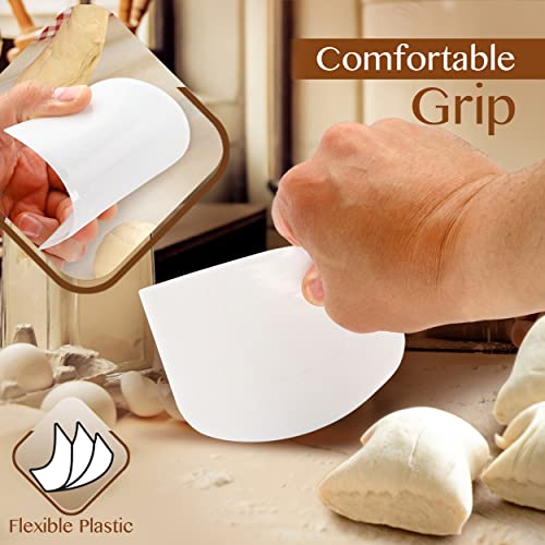 Ram Pro White And Green Bowl Scraper Flexible Food Safe Plastic Scraper Chopper Multipurpose Good Grip Curved and Flat Edge Pizza and Dough Cutter for Kitchen Pack of 2