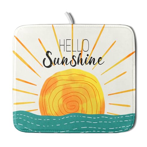 Summer Seaside Sunset over Sea Dish Drying Mat for Kitchen Counter