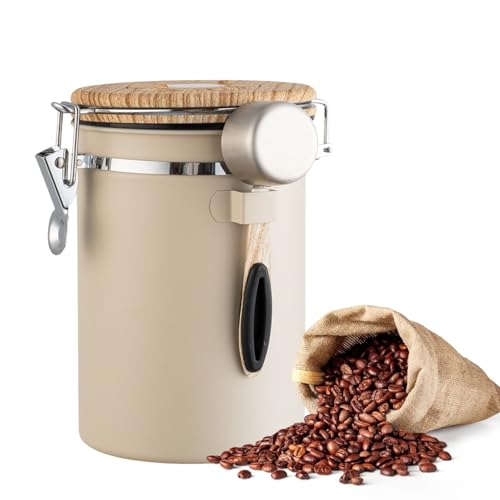 Airtight Coffee Canister 1.8L with Wooden Lid Scoop Set