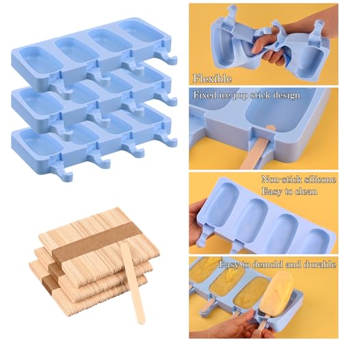 Large Oval 4 Cavities Silicone Popsicle Molds (3 Count)