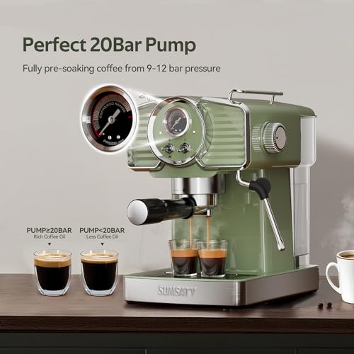 20 Bar Espresso Machine Retro with Powerful Milk Frother