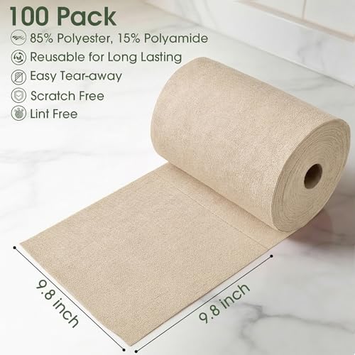 Microfiber Cleaning Cloth Roll (100 Count)