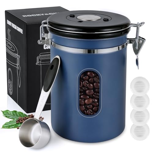 1800ML Airtight Coffee Canister with Date Tracker&Transparent Window