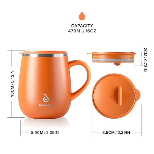 16 oz Insulated Coffee Mug with Lid and Handle