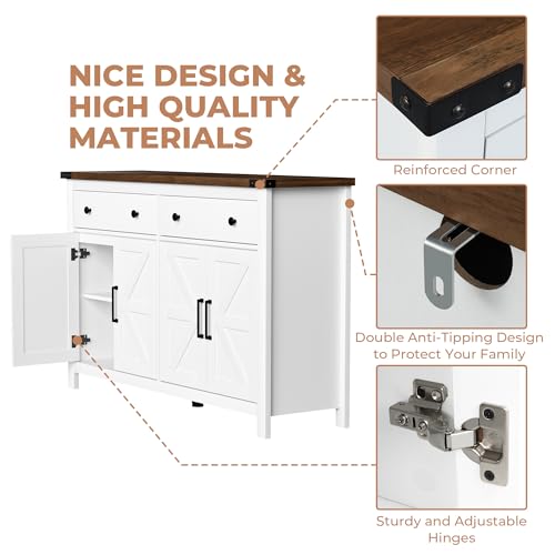 55" Modern Farmhouse Buffet Cabinet with Storage
