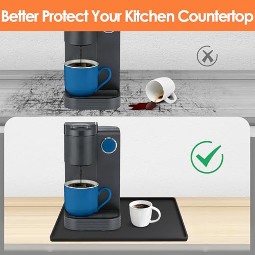 Silicone Coffee Maker Mat with Lip for Countertops