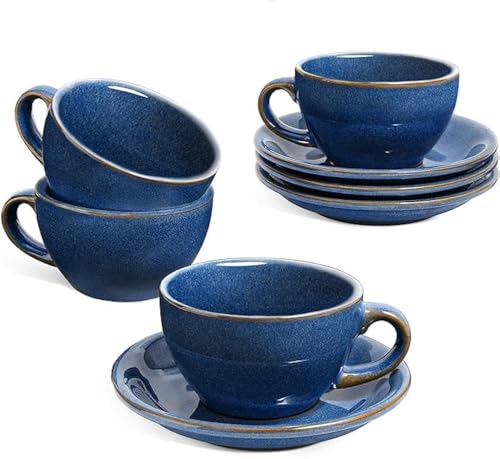 6 oz Cappuccino Cups with Saucers (4 Count)