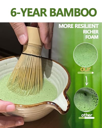 Matcha Whisk Matcha Whisk Set Matcha Bamboo Whisk for Matcha Powder Handcrafted Organic Traditional Japanese Chasen (2 Count)