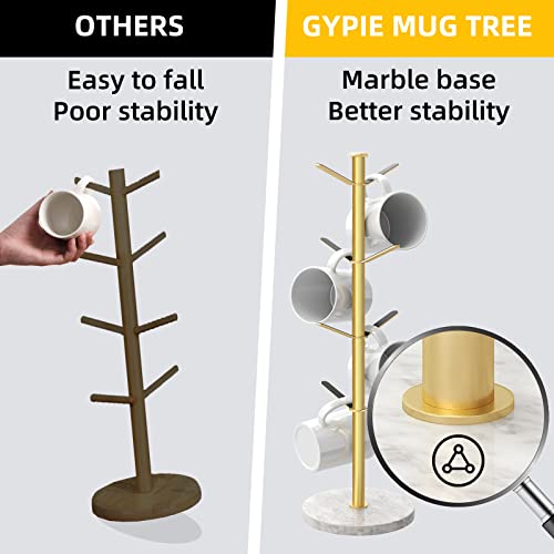 Gold Mug Holder Tree with Marble Base