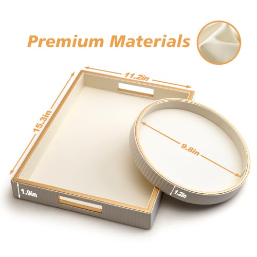 Leather Tray Desktop Storage Organizer (2 Count)
