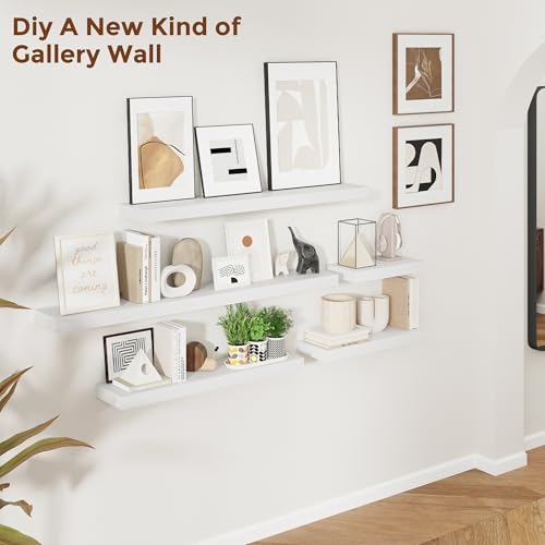 16 Inch Floating Shelves for Wall White Shelves Set of 2 (2 Count)