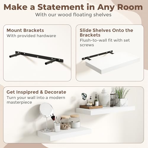30 Inch White Floating Shelves for Wall (2 Count)