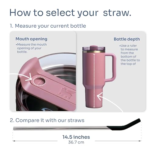 14.5" Extra Long Stainless Steel Drinking Straws with Silicone Tips (5 Count)