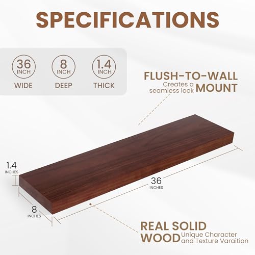 Rustic Real Wood Floating Shelves (2 Count)