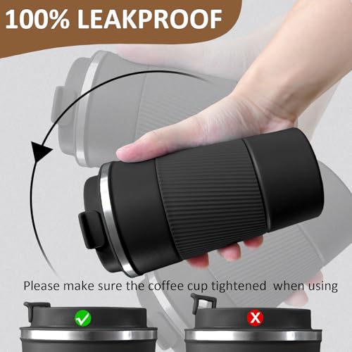 4 Pack Insulated Coffee Mug with Lid 17oz Travel Coffee Tumbler Stainless Steel Reusable Coffee Cups Thermal Coffee Mug for Hot and Iced Cold Drinks (4 Count)