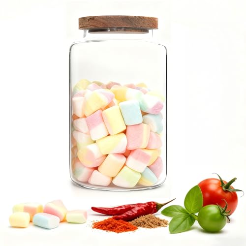 Glass Canister Glass 94oz 1Pack Food Storage Jars With Airtight Lids Borosilicate Glass Coffee Canister Container for Coffee Beans & Grounds Tea Sugar Spices Kitchen