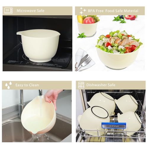 4.5 Quart Large Plastic Mixing Bowls set with Pour Spout