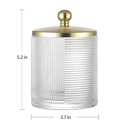 Clear Transparent Apothecary Ribbed Geometric Etched Glass Jar W