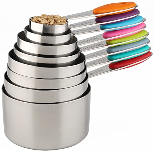 Measuring Cups Set of 8 Stainless Steel Stackable Nesting Measuring Cups
