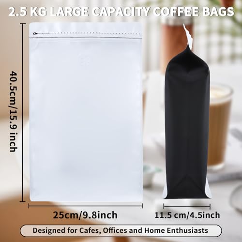 New 2.5 KG Large Capacity Coffee Bags with Valve (50 Count)