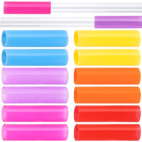 12pcs Food Grade Silicone Metal Straw Tips (12 Count)