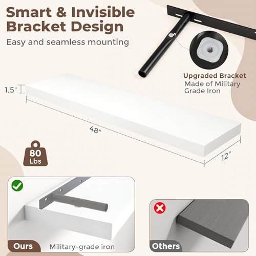 12 Inch Deep Floating Shelves (2 Count)