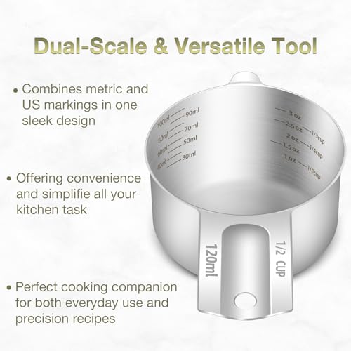 1PCS 1/2Cup (120ml, 4oz) Measuring Cup, Etched Inner Scale Measure Scoop