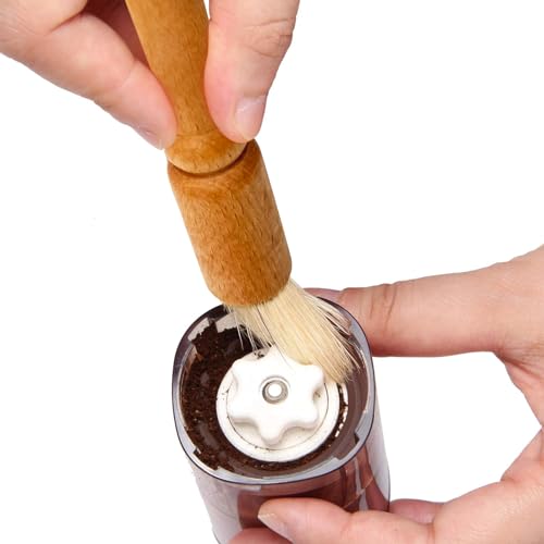 Coffee Brush Set with Wooden and Nylon Brushes for Coffee Machine Cleaning