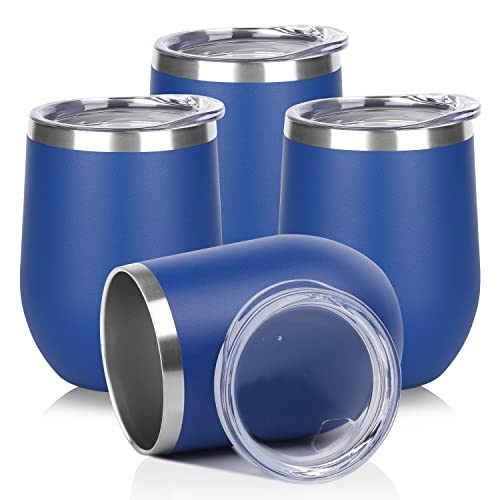 Stainless Steel Wine Tumbler Bulk with Lid (4 Count)
