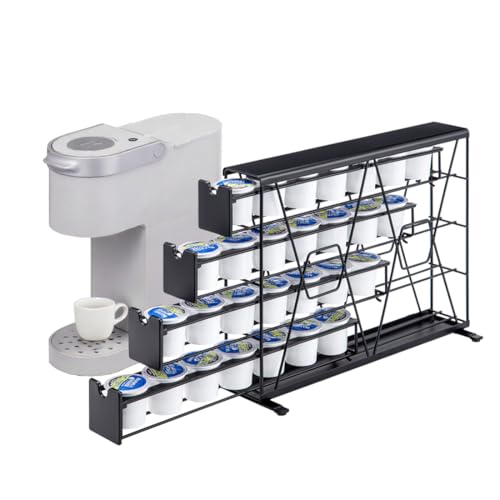 K Cup Holder for Keurig Pods Coffee Pod Storage 4 Tier K Cup Drawer Organizer for Counter (4 drawer)