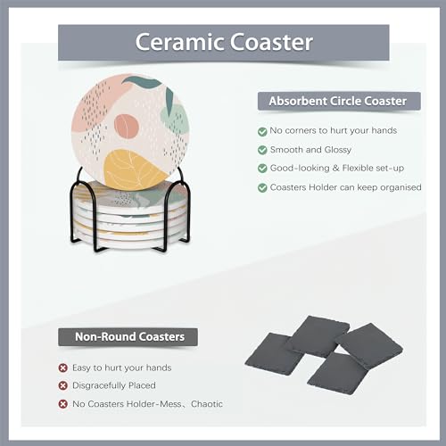 Drink Coasters Set of 6 with Holder