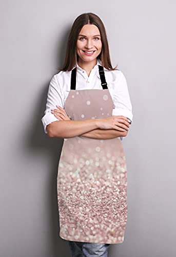 Rose Gold Rainbow Glitter Bib Apron with Adjustable Neck for Men Women