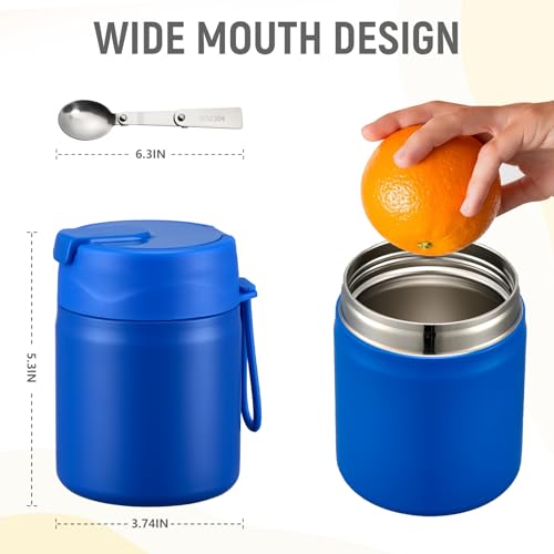 17oz Soup Thermo for Hot Food Kids Insulated Vacuum Food Jar with Stainless Steel Spoon Wide Mouth Thermo Leakproof Lunch Food Container Kids Hot Lunch Box