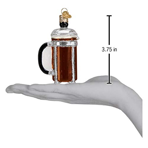 French Coffee Press Glass Blown Ornament for Christmas Tree