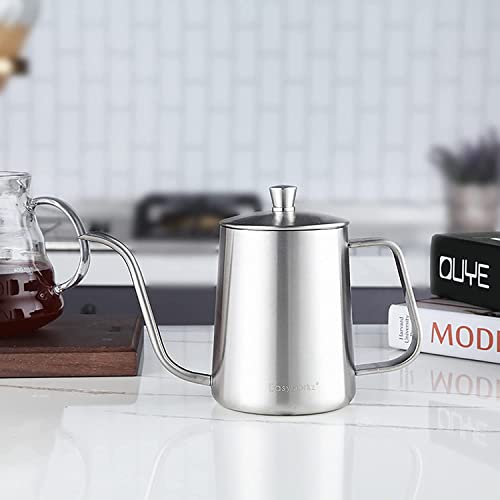 Gage Gooseneck Pour Over Coffee Kettle 20 oz Stainless Steel Hand Drip Long Narrow Spout